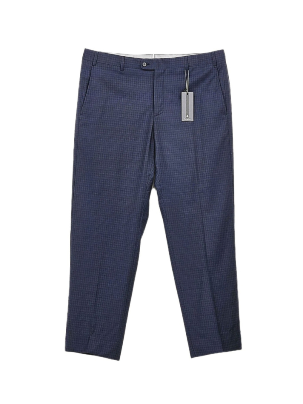 Zanella Devon Wool Dress Pants Mens 36 Navy Microcheck Italy Tailored NWT $325